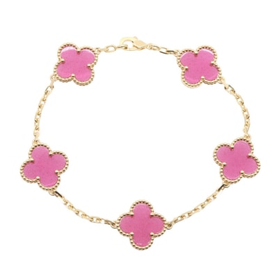 ヴァンクリーフ&アーペル Van Cleef & Arpels ヴィンテージ アルハンブラ ピンクエナメル 5P ブレスレット ブレスレット アクセサリー K18(イエローゴールド) エナメル レディース ゴールド系 / ピンク系