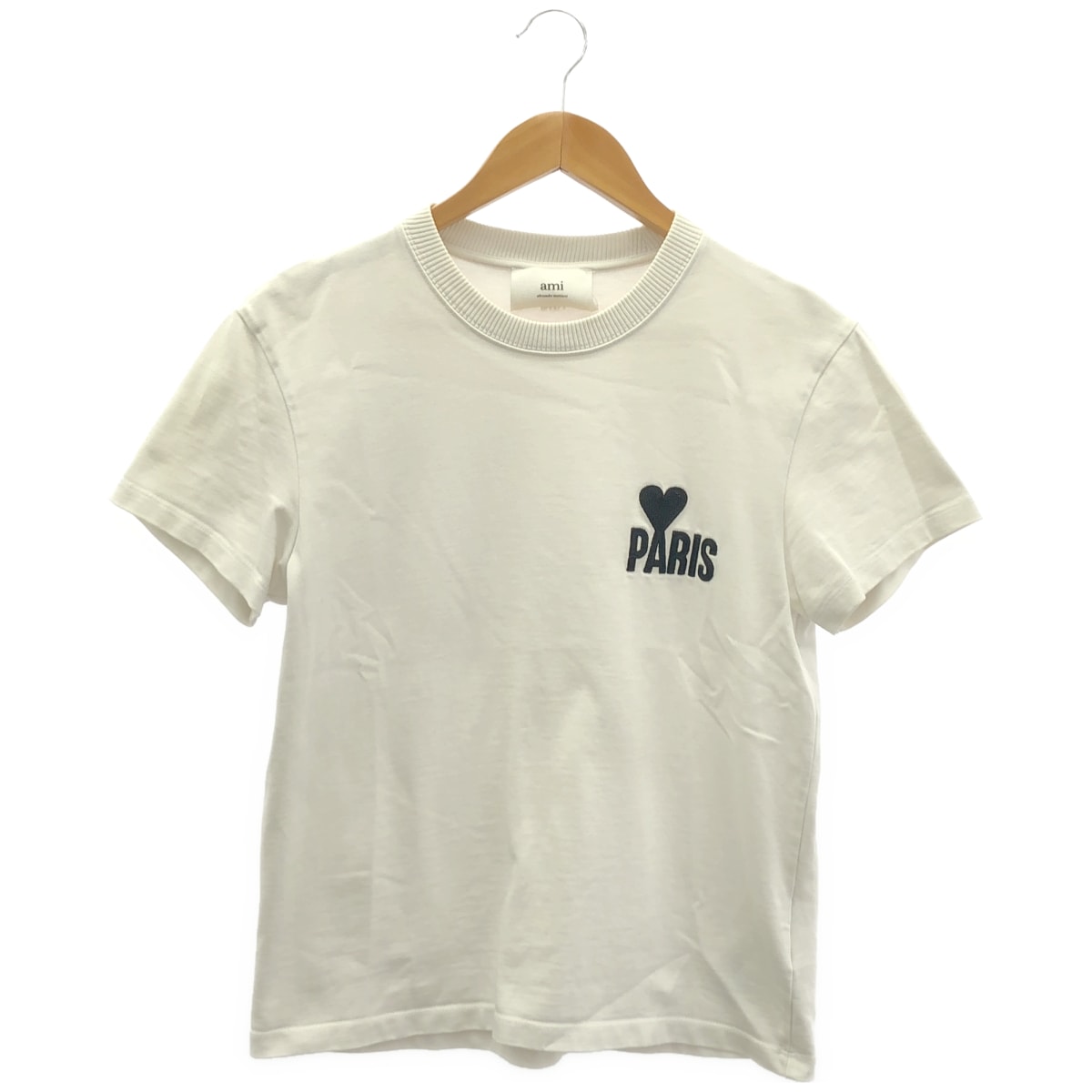アミパリス ホワイト ロゴ刺繍 Tシャツ S