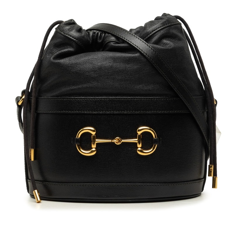 グッチ ホースビット1955 バケットバッグ 斜め掛け ショルダーバッグ 602118 ブラック レザー レディース GUCCI 中古