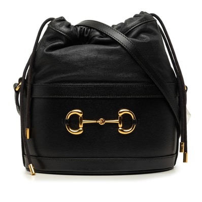グッチ ホースビット1955 バケットバッグ 斜め掛け ショルダーバッグ 602118 ブラック レザー レディース GUCCI 中古
