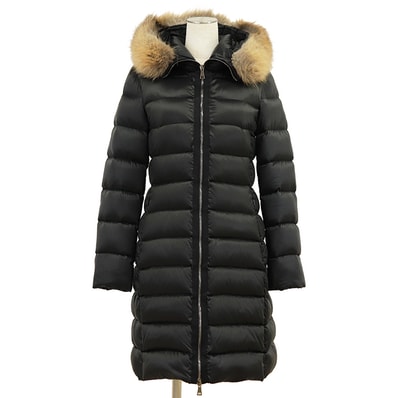 MONCLER モンクレール ファーフード ロングダウンジャケット サイズ 0 レディース フォックスファー 取り外し可能 アウター ブラック 黒 モルドバ製
