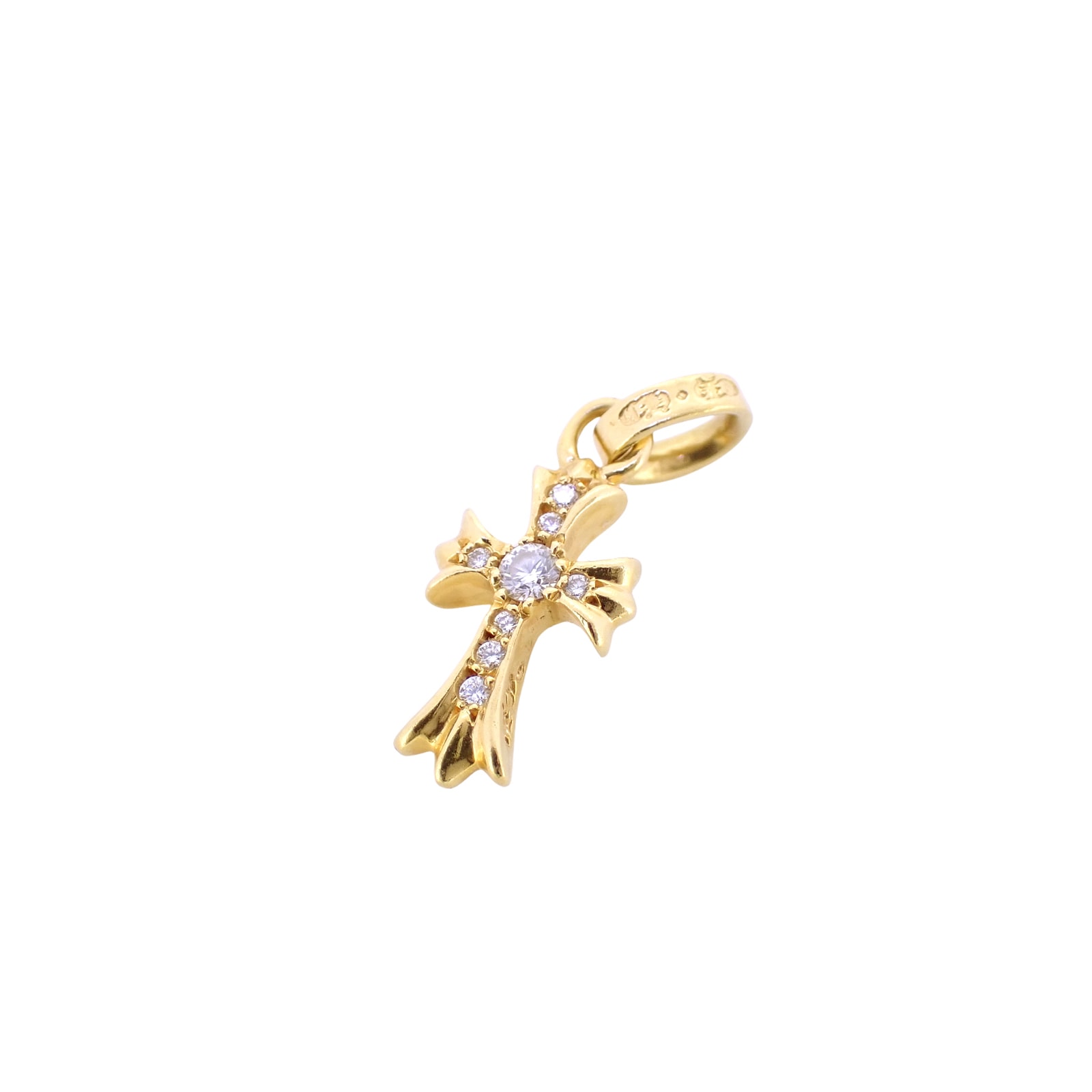 Chrome Hearts 22K CH Cross Baby Fat Charm with Pave Diamond "Yellow Gold"