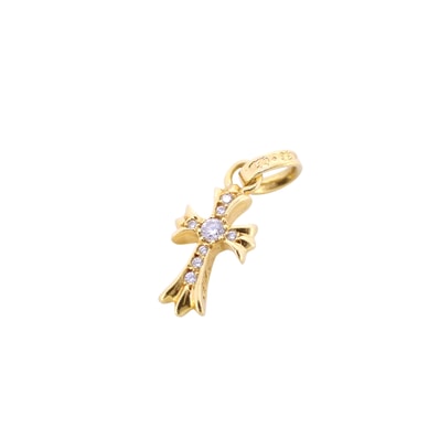 Chrome Hearts 22K CH Cross Baby Fat Charm with Pave Diamond "Yellow Gold"