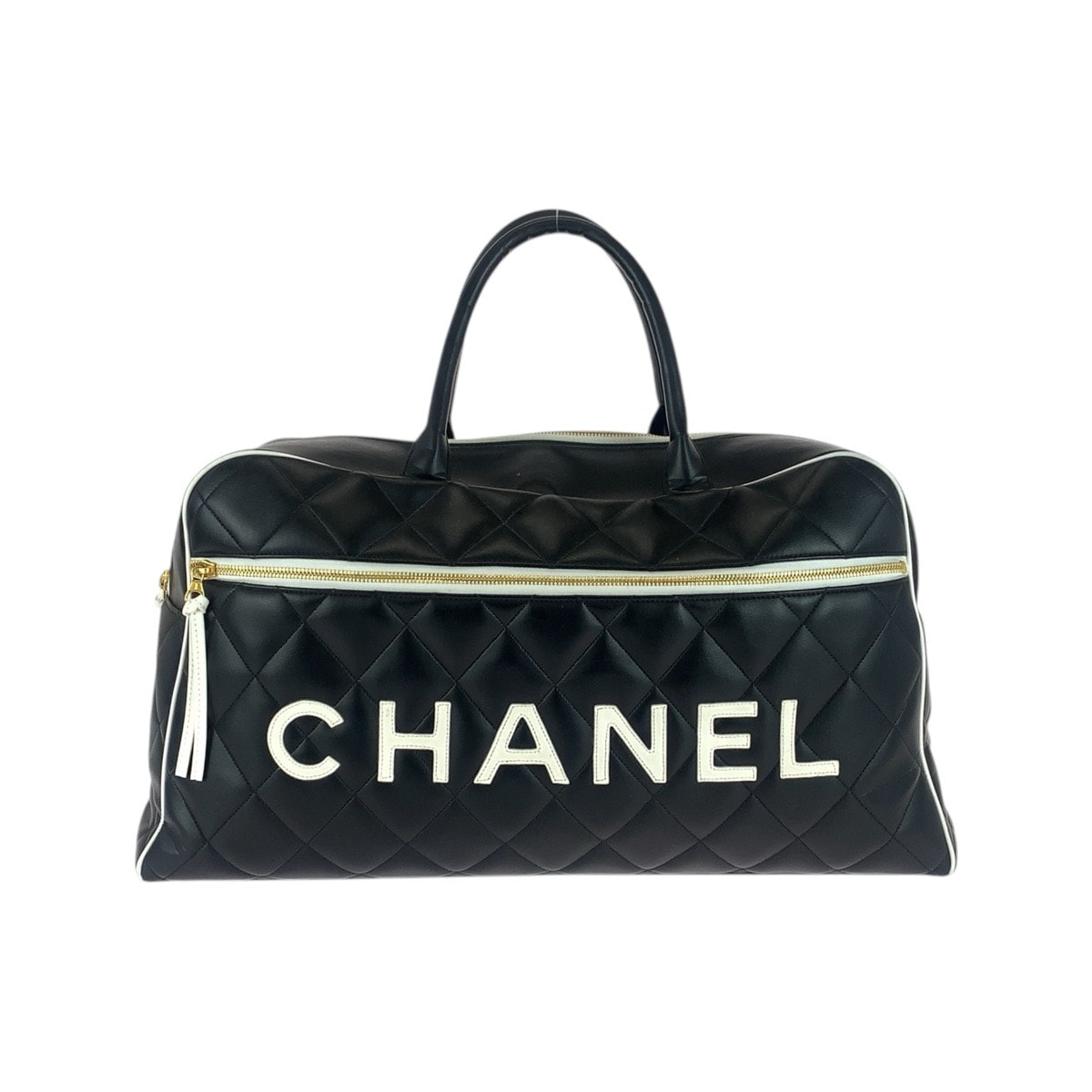 美品 CHANEL シャネル ヴィンテージ マトラッセ ブラック 黒 ゴールド金具 レザー ボストンバッグ ハンドバッグ 505637 【中古】