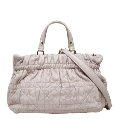 ディオール カナージュ ハンドバッグ 2WAY ショルダーバッグ ピンク レザー レディース Dior 中古