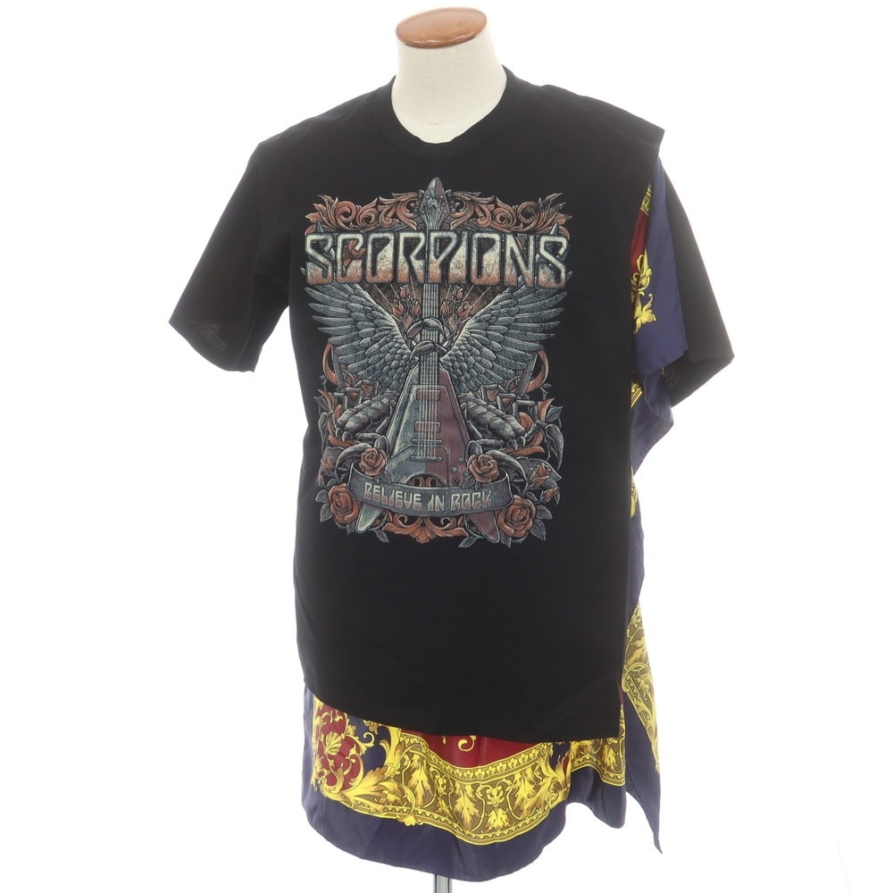 【中古】【未使用】ジュンヤワタナベ マン JUNYA WATANABE MAN 2025年春夏 SCORPIONS シルクスカーフ 半袖Tシャツ ブラック【サイズM】【メンズ】