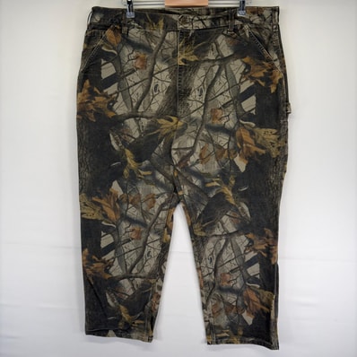 古着 カーハート Carhartt ダック パンツ ペインター ジップ ハンマーループ w42 L30 ブラウン系 カモフラージュ(迷彩) メンズ