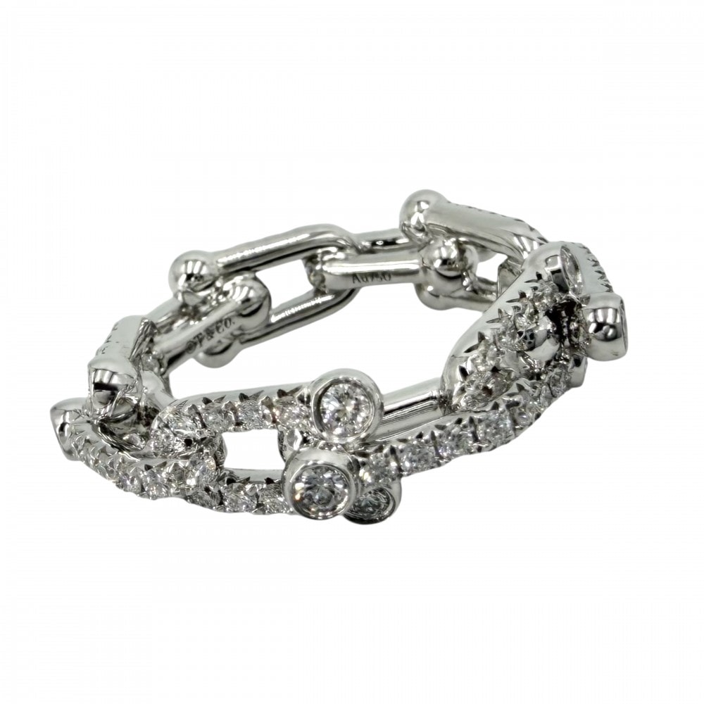 TIFFANY&Co. ティファニー 指輪 ハードウェア スモール リンク リング ジュエリー アクセサリー パヴェ K18ホワイトゴールド    ダイヤモンド1.32ct 約8号 72671333 レディース 約7.7g 美品【中古品】