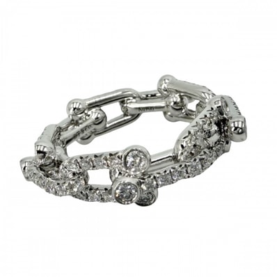 TIFFANY&Co. ティファニー 指輪 ハードウェア スモール リンク リング ジュエリー アクセサリー パヴェ K18ホワイトゴールド ダイヤモンド1.32ct 約8号 72671333 レディース 約7.7g 美品【中古品】