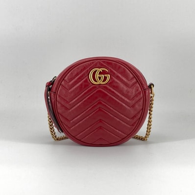 GUCCI(グッチ) GGマーモント ラウンド ミニ 550154 ショルダーバッグ レッド