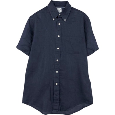 古着 ブルックスブラザーズ Brooks Brothers Est.1818 半袖 リネン ボタンダウンシャツ メンズS相当/eaa660725