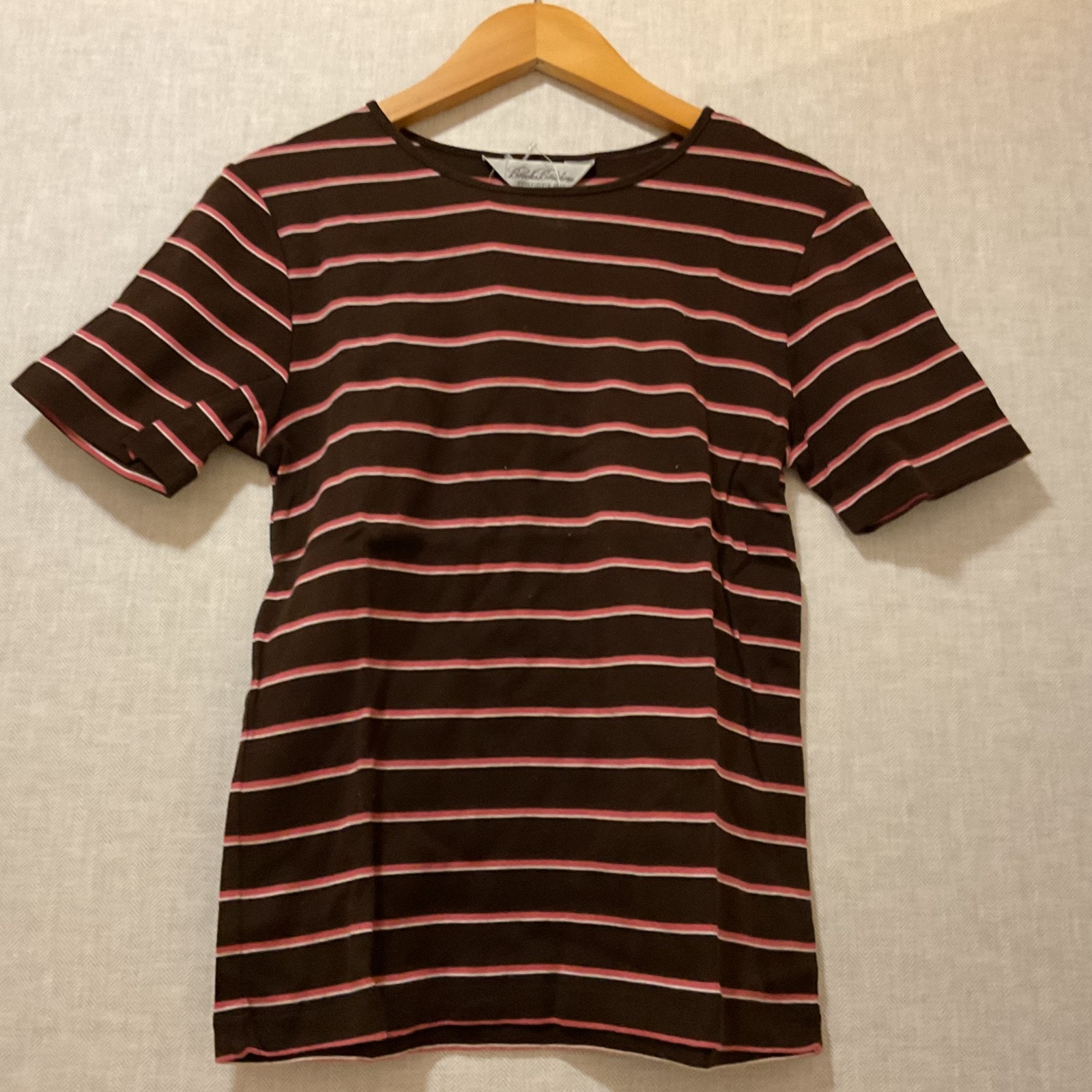 Brooks Brothers 【ブルックスブラザーズ】 半袖 Tシャツ ボーダー ブラウン ピンク ホワイト L