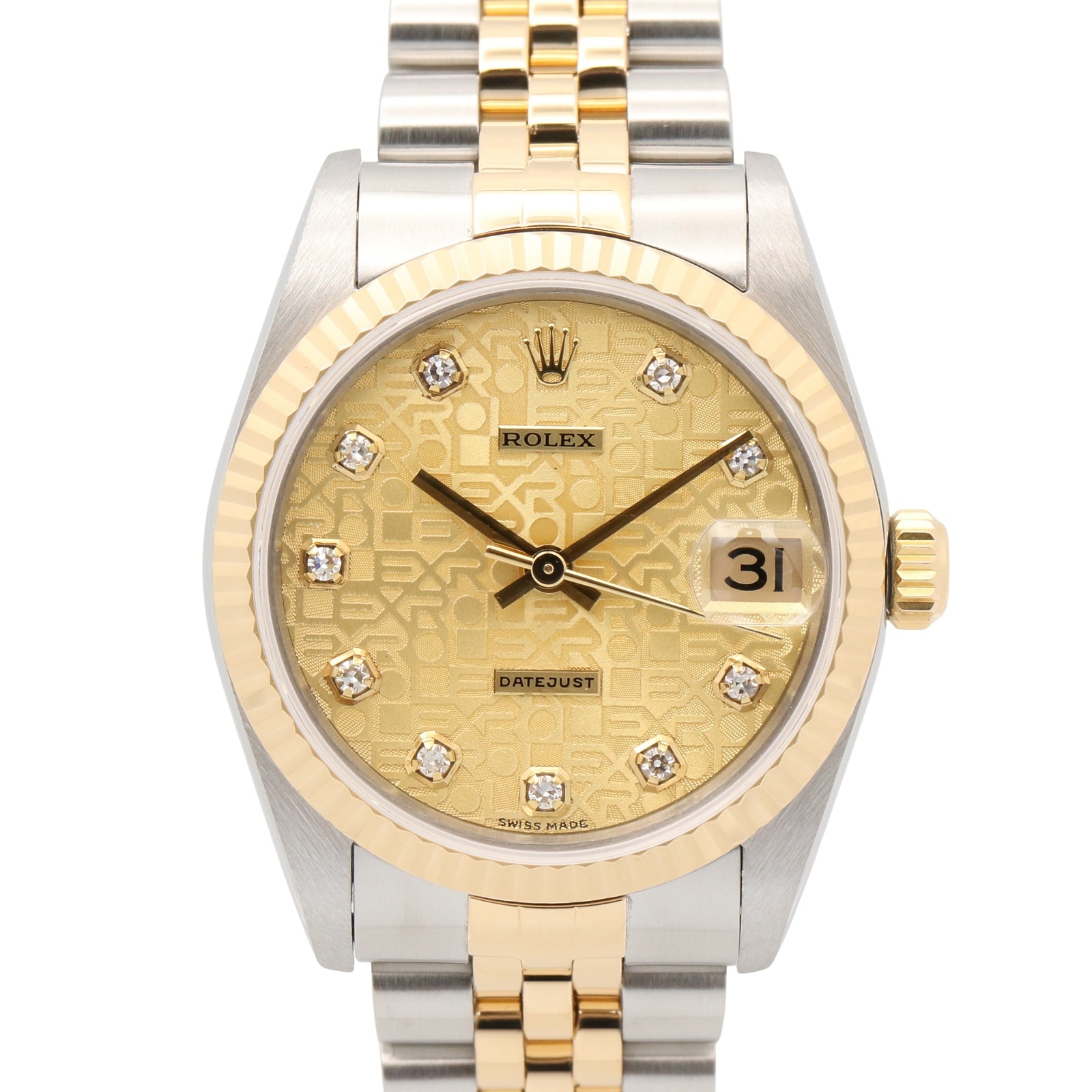 ロレックス ROLEX デイトジャスト 10Pダイヤ Y番 ボーイズ 腕時計 時計 K18(イエローゴールド) ステンレススチール ダイヤモンド ボーイズ ゴールド系 シャンパン/コンピューター/新ダイヤ 78273G 【中古】