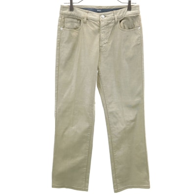 ARMANI COLLEZIONI アルマーニコレッツォーニ イタリア製 ラメ ロングパンツ W27 ベージュ ストレッチ