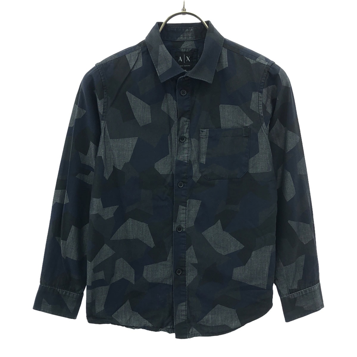 ARMANI EXCHANGE アルマーニエクスチェンジ 幾何学柄 長袖 シャツ 10A142CM グレー×ネイビー
