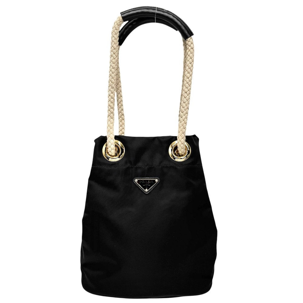 PRADA プラダ ハンドバッグ マリナースモール バケットバッグ Re-Nylon 肩掛け メンズ レディース 1BE082 ナイロン ブラック 黒 シルバー金具 レディース【中古品】