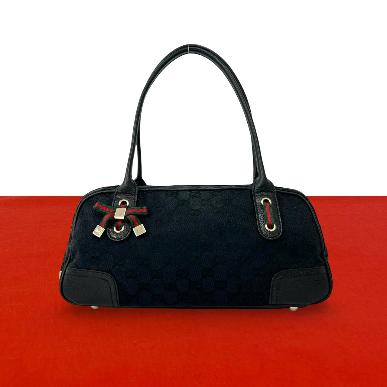 GUCCI グッチ プリンシー シェリーライン GG 柄 キャンバス レザー トートバッグ ブラック
02533