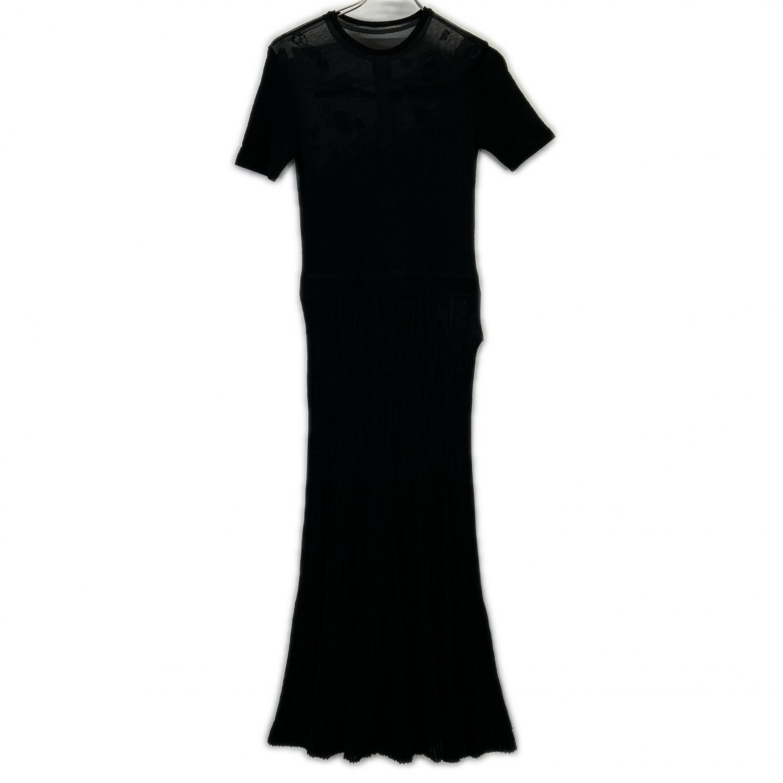 マメクロゴウチ MM24SS-KN008 ブラック Landscape Graphic Sheer Knitted Dress 1
