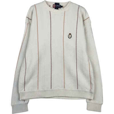 古着 ラルフローレン Ralph Lauren CHAPS チャップス HAND FRAMED ストライプ柄 ヘリンボーン コットンニットセーター メンズM相当/eaa619000