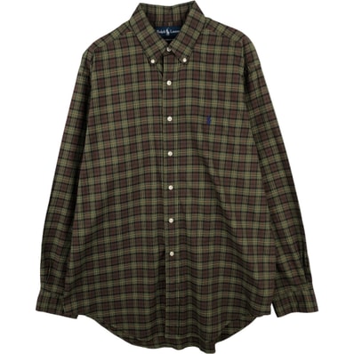 古着 ラルフローレン Ralph Lauren CLASSIC FIT クラシックフィット 長袖 ボタンダウンチェックシャツ メンズL相当/eaa616020