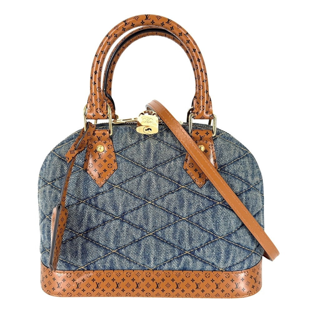 LOUIS VUITTON ルイヴィトン 2WAY マルタージュ アルマBB ハンドバッグ ショルダーバッグ 肩掛け 斜め掛け モノグラム M55048 デニム  レザー   ブルー 青 ブラウン 茶 ゴールド金具 レディース【中古品】