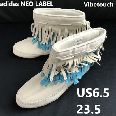 adidas NEO LABEL/Vibetouch/アディダス★G53495/QTフリルショートブーツ【US6.5/size:23.5/ホワイト×ブルー】Shoes/trainers◆sF-130