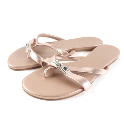 美品 エルメス サンダル メタルピンク レディース 36.5