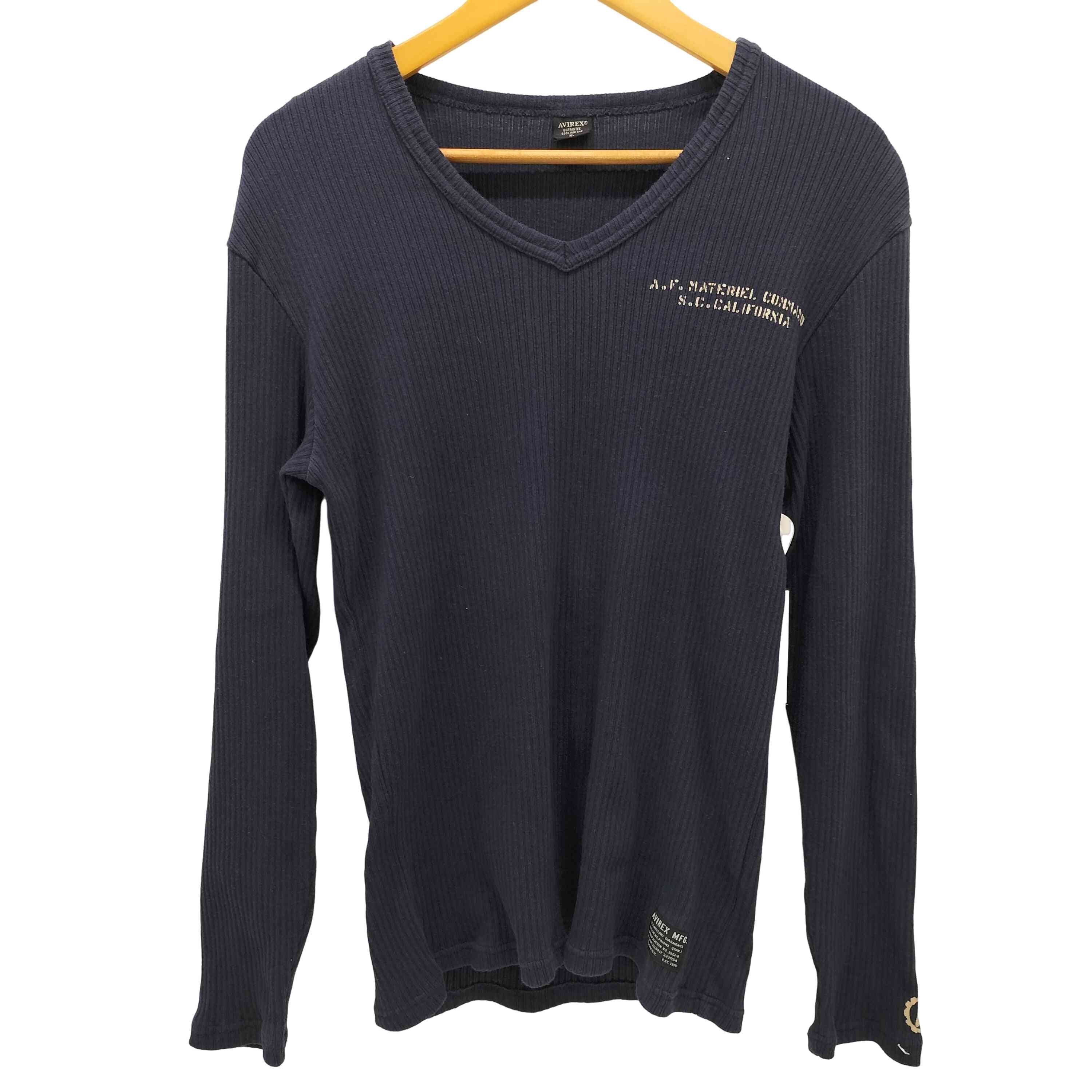 ステンシル リブ Vネック カットソー【1141006926334】