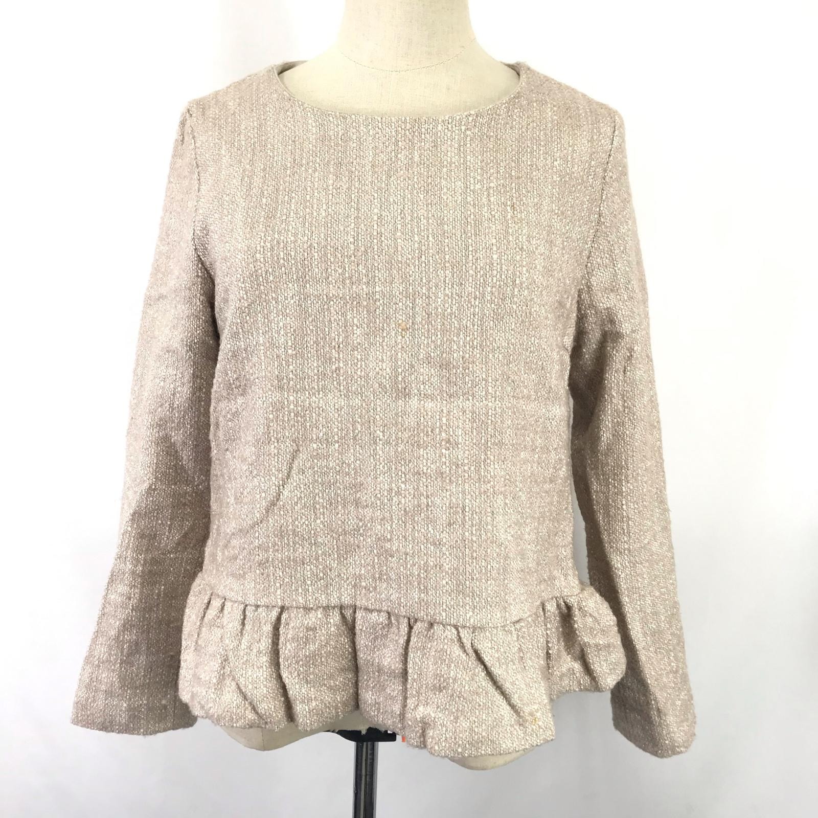 BEAMS【ビームス】 長袖カットソー【レディース38/ベージュ/ツイード/beige】長袖Tシャツ/ロンT/Tops◆BJ019-j