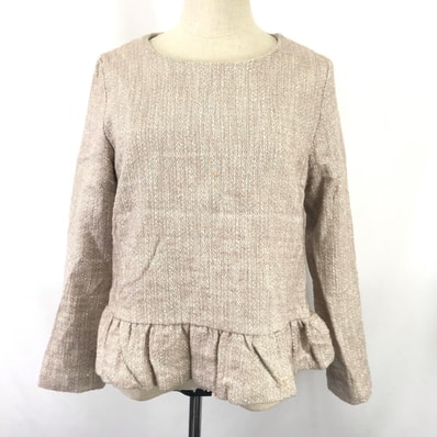 BEAMS【ビームス】 長袖カットソー【レディース38/ベージュ/ツイード/beige】長袖Tシャツ/ロンT/Tops◆BJ019-j