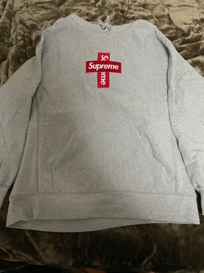 Supreme Cross Box Logo Hooded Sweatshirt "Grey"