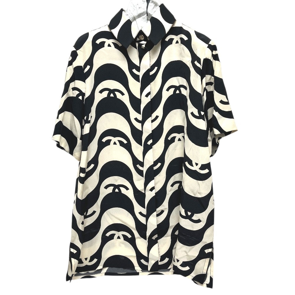 シャネル CHANEL ココマーク ウェーブ P70211 21P アパレル 半袖 半袖Tシャツ シルク ブラック