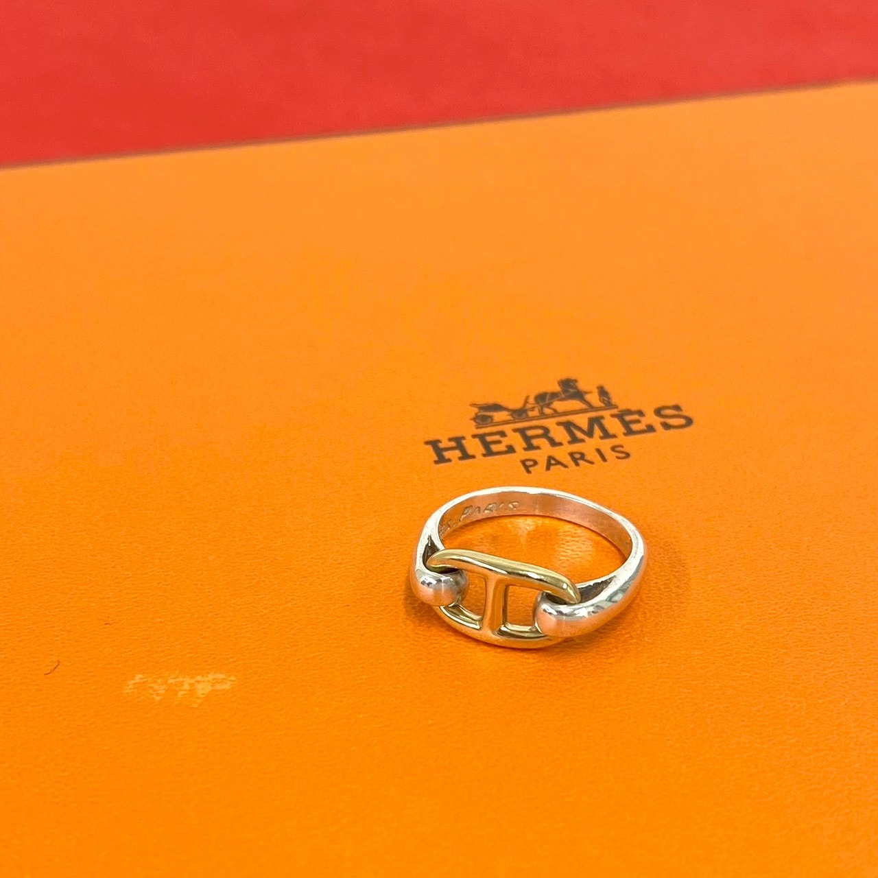 HERMES エルメス シェーヌダンクル リング シルバー925 K18イエローゴールド リング・指輪 8号 シルバー
 38911