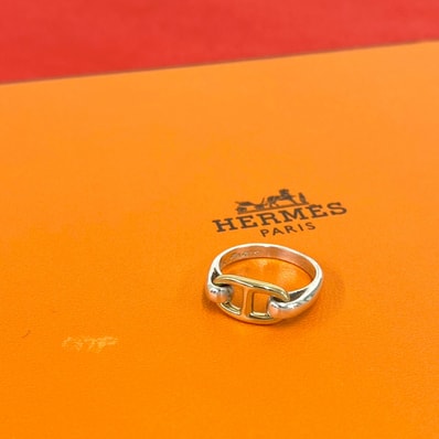 HERMES エルメス シェーヌダンクル リング シルバー925 K18イエローゴールド リング・指輪 8号 シルバー
38911