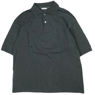 AURALEE オーラリー 25SS 日本製 PIMA COTTON HEAVY PIQUE POLO ピマコットンヘビーピケポロシャツ A25SP01SK 5 DARK NAVY 半袖 鹿の子 トップス g25862
