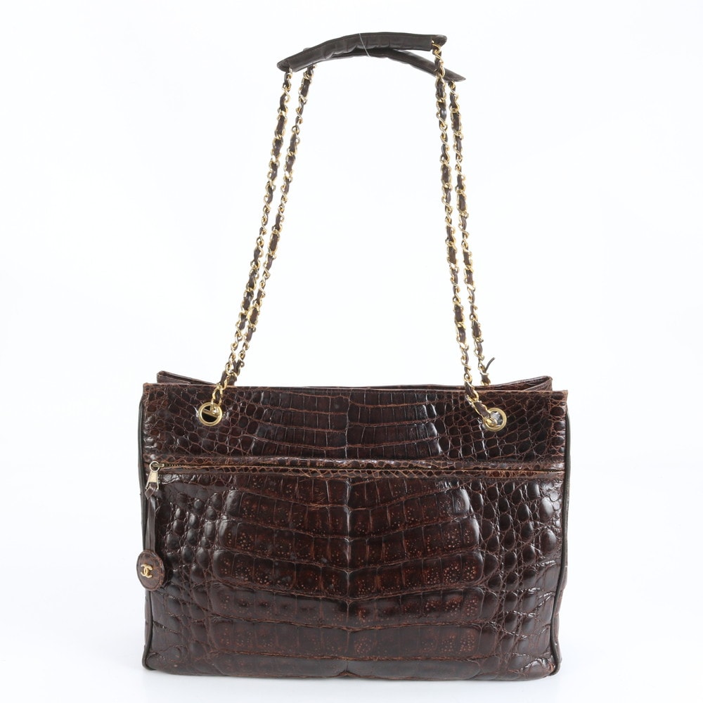 ■極美品 シャネル チェーンショルダーバッグ クロコダイル レザー