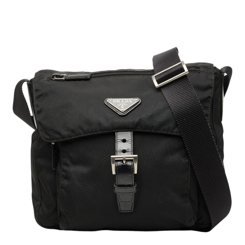 プラダ 斜め掛け ショルダーバッグ BT8994 ブラック ナイロン レザー レディース PRADA 【中古】