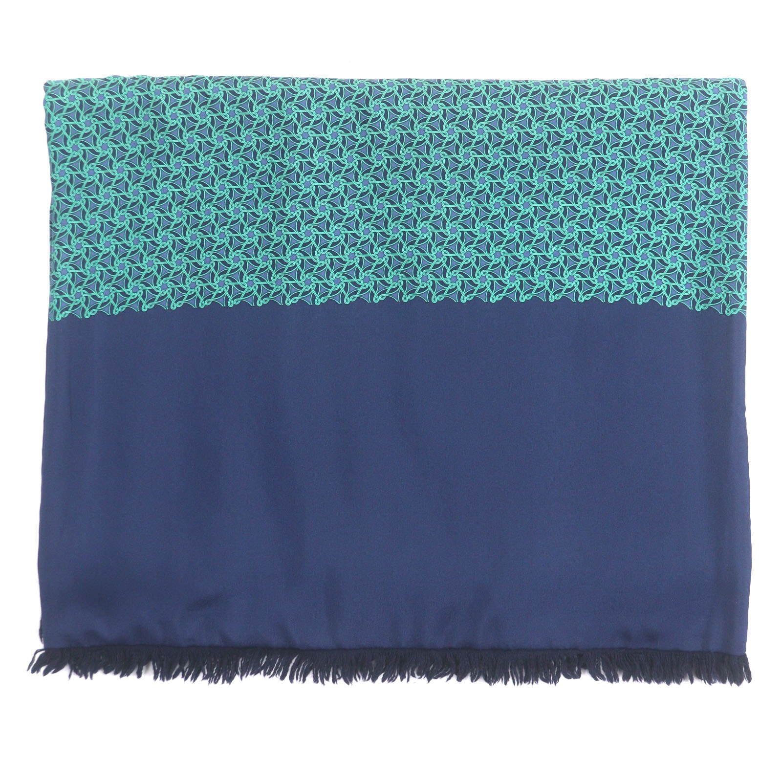 極美品 エルメス マフラー ネイビー グリーン メンズ