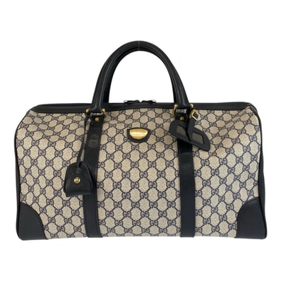 美品 GUCCI グッチ ヴィンテージ グレー ネイビー ゴールド金具 GGスプリームキャンバス レザー/ ボストンバッグ ハンドバッグ 505412 【中古】