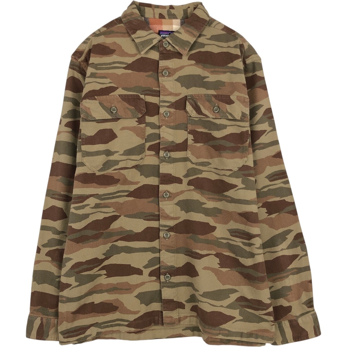 古着 パタゴニア Patagonia ORGANIC COTTON オーガニックコットン 迷彩柄 長袖 ライトネルシャツ メンズM相当/eaa677112
