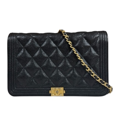 シャネル ボーイシャネル ショルダーバッグ キャビアスキン ブラック レディース CHANEL 中古