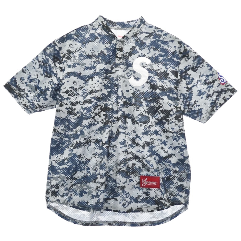 Supreme シュプリーム Tシャツ 25SS S Logo Baseball Henley エス ロゴ ヘンリー 半袖 ベースボール シャツ デジタルカモ ブルー系 マルチカラー系 S【極上美品】【中古】