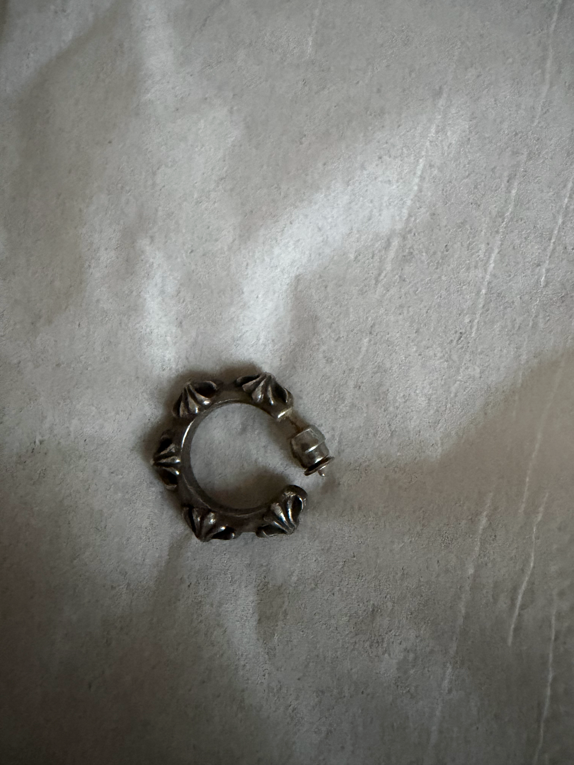 Chrome Hearts Cross Band Hoop Earrings Small "Silver"