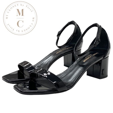 サンローラン SAINT LAURENT サンダル 靴 シューズ パテント ブラック 黒 アンクルストラップ