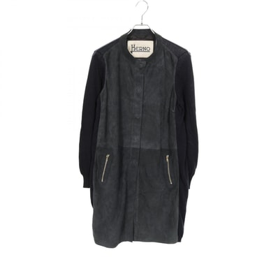 ヘルノ Herno ノーカラージャケット 衣料品 アウター スウェード アセテート レディース ネイビー系 【中古】