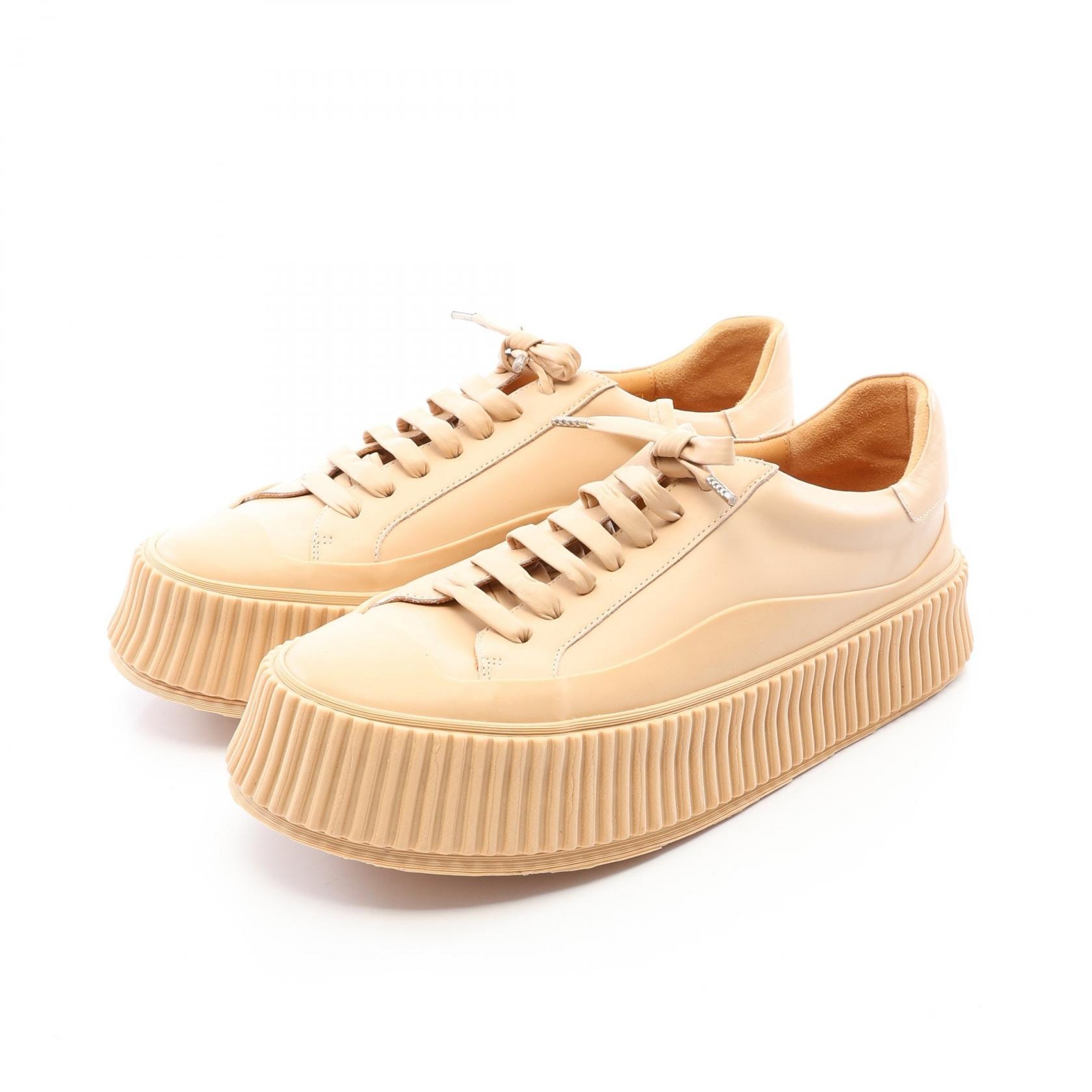 ジルサンダー JIL SANDER プラットフォーム スニーカー 靴 レザー レディース ベージュ系 JS32108 【中古】