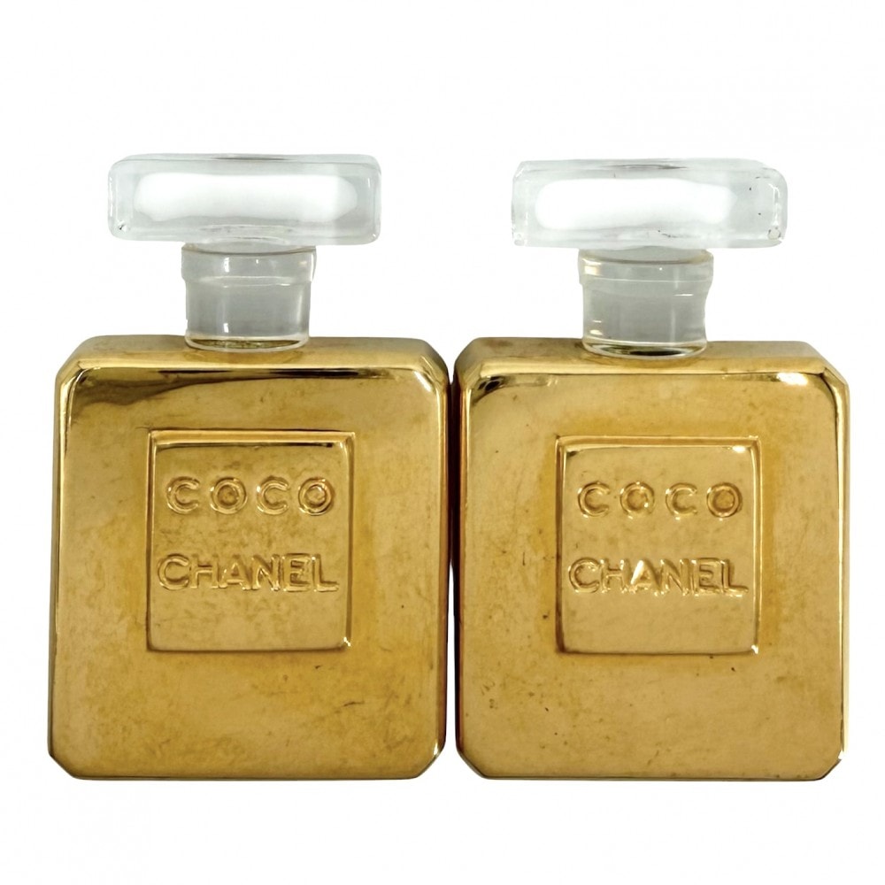 CHANEL 샤넬 귀걸이 향수 모티프 액세서리 골드 GP 여성용 약 38.9g [중고]
