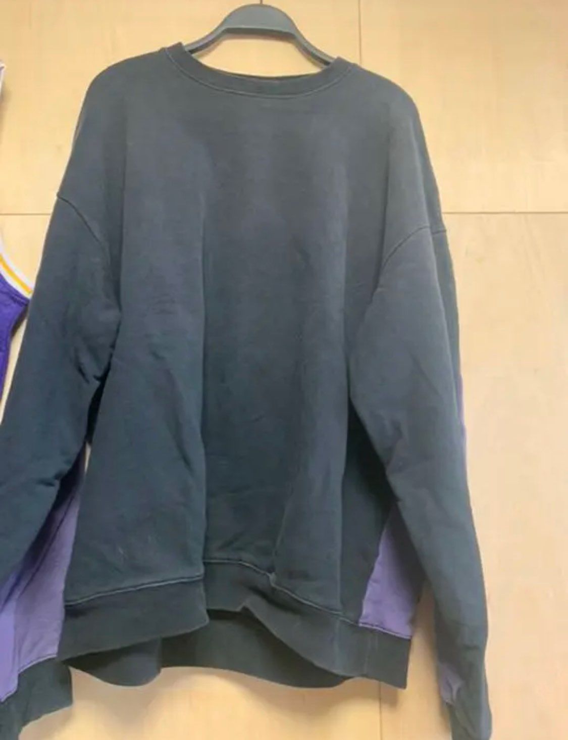 KAPITAL BACK HAIR 2 TONE REMAKE BIG SWEAT (BOUND PT) "Black Purple"