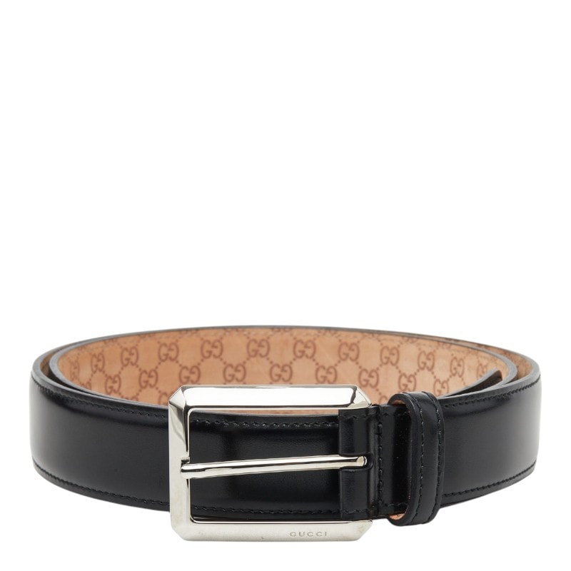 グッチ ロゴプレーンベルト 232832 ブラック レザー メンズ GUCCI 中古