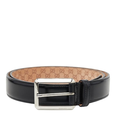グッチ ロゴプレーンベルト 232832 ブラック レザー メンズ GUCCI 中古